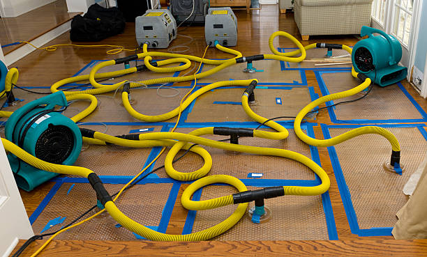Professional Flood Damage Restoration technician working in Shirley Mills, ME